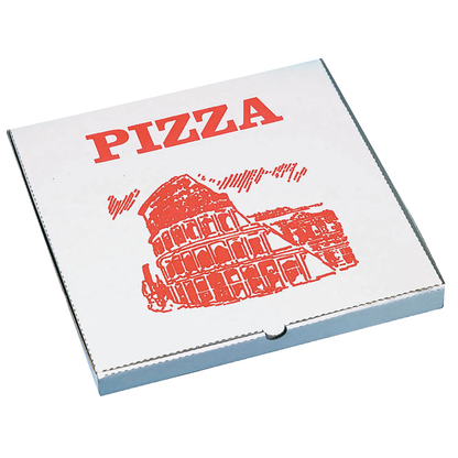 Artikelbild für STARPAK Pizzakartons weiß, rot 26,0 x 26,0 cm, 100 St., Artikelnummer 467706