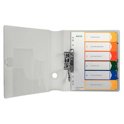 Artikelbild 5 für LEITZ Ordnerregister 1292 DIN A4 Vollformat, Überbreite 1-6 farbig 6-teilig, 1 Satz, Artikelnummer 614479