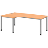 Artikelbild 1 für HAMMERBACHER HS82 höhenverstellbarer Schreibtisch buche L-Form, 5-Fuß-Gestell silber 200,0 x 80,0/120,0 cm, Artikelnummer 355586