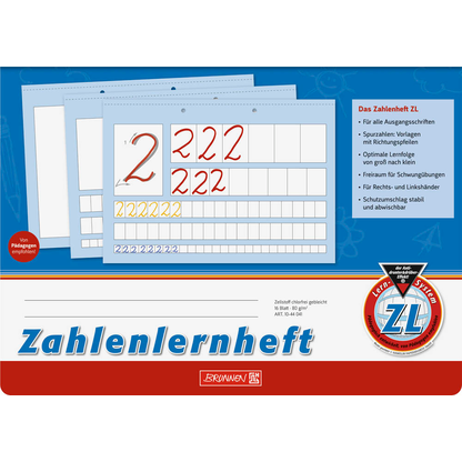 Artikelbild 2 für BRUNNEN Zahlenlernheft Lineatur ZL liniert DIN A4 quer ohne Rand, 16 Blatt, 1 St., Artikelnummer 607719