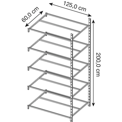 Artikelbild 2 für Manorga Anbau-Schwerlastregal ZA22605NS lichtgrau 125,0 x 60,0 x 200,0 cm, Artikelnummer 533471