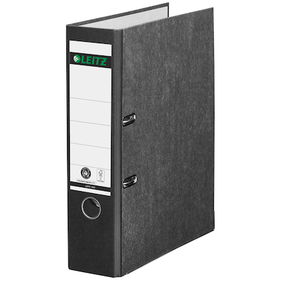 Artikelbild für LEITZ 1080 Ordner schwarz marmoriert Karton 8,0 cm DIN A4, 1 St., Artikelnummer 652354