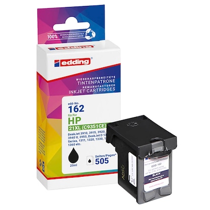Artikelbild für edding EDD-162 schwarz Druckerpatrone kompatibel zu HP 21XL (C9351AE), Artikelnummer 108084