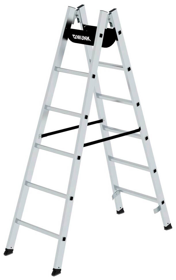MUNK Stehleiter beidseitig 33012 silber 2x 6 Sprossen, H: 183,0 cm ...