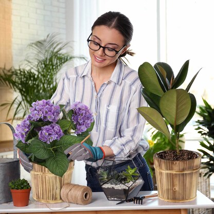 Artikelbild 4 für relaxdays Pflanzkübel-Set Holz, Ø 24,0/19,0 cm braun, 2 St., Artikelnummer 313839