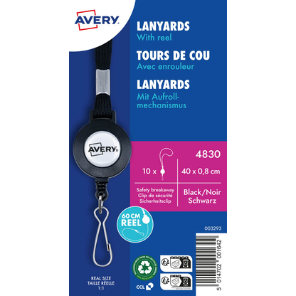 Artikelbild für AVERY Zweckform Lanyards 4830, Federhaken, schwarz, 10 St., Artikelnummer 573818