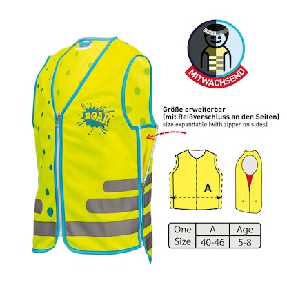 Artikelbild 3 für ROTH Jungen Kinder-Warnweste Roar neongelb Einheitsgröße, Artikelnummer 580817
