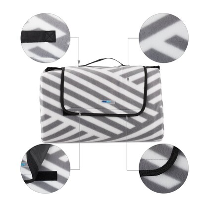 Artikelbild 4 für relaxdays Picknickdecke isoliert grau/weiß 200,0 x 200,0 cm, 1 St., Artikelnummer 449011