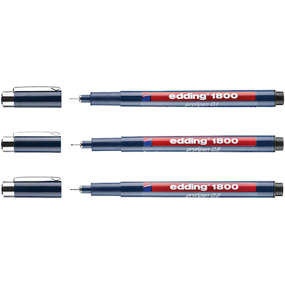 Artikelbild für edding 1800 profipen Fineliner schwarz 0,1 + 0,3 + 0,5 mm, 3 St., Artikelnummer 824134