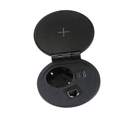 Artikelbild 3 für HAMMERBACHER 1-fach Tischsteckdose 2,0 m schwarz mit USB-Buchse, Artikelnummer 743142