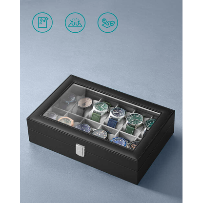 Artikelbild 4 für SONGMICS Uhrenbox schwarz, grau 30,2 x 20,2 x 7,8 cm, 1 St., Artikelnummer 759827