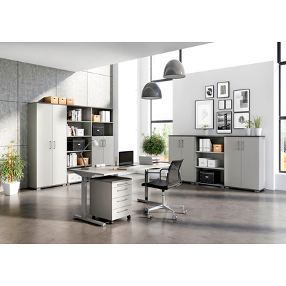 Artikelbild 5 für GERMANIA Profi 3.0 höhenverstellbarer Schreibtisch lichtgrau rechteckig, T-Fuß-Gestell silber 160,0 x 80,0 cm, Artikelnummer 728976