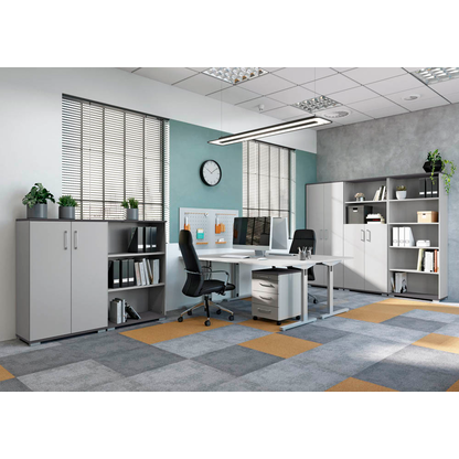 Artikelbild 6 für GERMANIA Profi 3.0 höhenverstellbarer Schreibtisch lichtgrau rechteckig, T-Fuß-Gestell silber 160,0 x 80,0 cm, Artikelnummer 728976