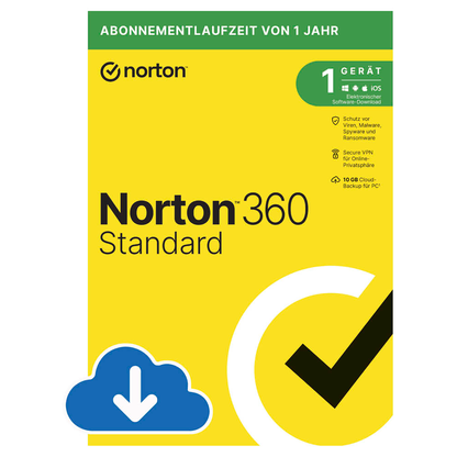 Artikelbild für Norton 360 Standard Sicherheitssoftware Vollversion (Download-Link), Artikelnummer 691392