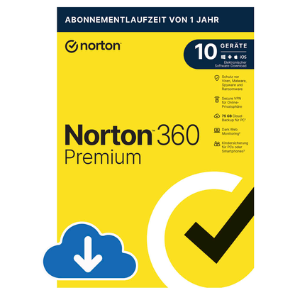 Artikelbild für Norton 360 Premium Sicherheitssoftware Vollversion (Download-Link), Artikelnummer 691417