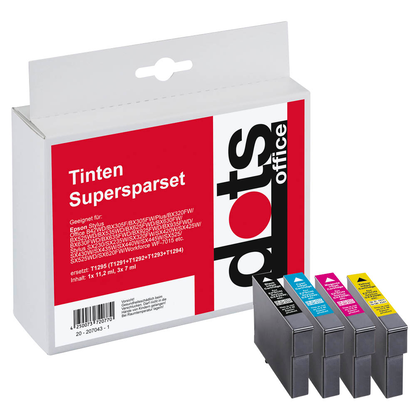 Artikelbild für dots schwarz, cyan, magenta, gelb Druckerpatronen kompatibel zu EPSON T1295, 4er-Set, Artikelnummer 149373