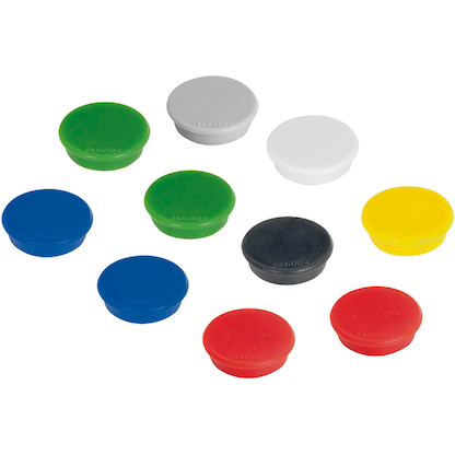 Artikelbild für FRANKEN Haftmagnet Magnete farbsortiert, Kunststoff Ø 3,2 x 0,7 cm, 10 St., Artikelnummer 530776