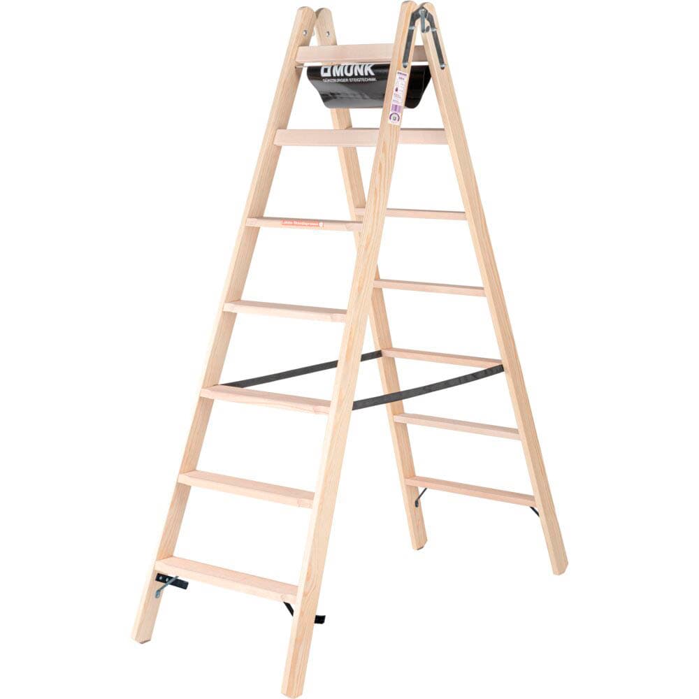 MUNK Stehleiter beidseitig 33814 natur 2x 7 Sprossen, H: 189,0 cm ...