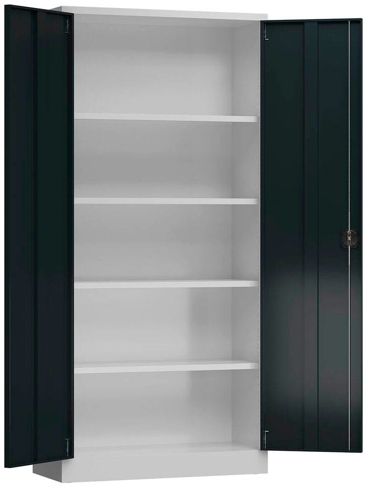 Gürkan Stahlschrank 100129 tiefschwarz, lichtgrau 4 Fachböden 92,0 x 42