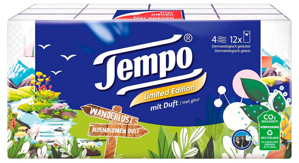 Tempo Taschentücher Original – 4-lagig, Weiß, 80 Tücher Pro Box