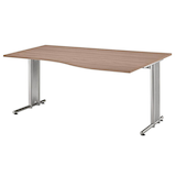 Artikelbild 1 für HAMMERBACHER Prokura Schreibtisch nussbaum Trapezform, C-Fuß-Gestell silber 180,0 x 80,0/100,0 cm, Artikelnummer 970715