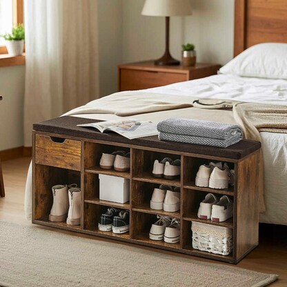 Artikelbild 4 für VASAGLE Schuhbank LHS024T01V1 vintagebraun, dunkelbraun Holz 104,0 cm, Artikelnummer 760128