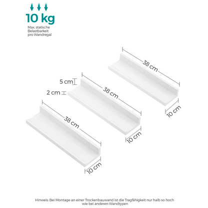 Artikelbild 6 für SONGMICS Wandregale weiß 38,0 x 10,0 x 2,0/5,0 cm, 1 St., Artikelnummer 262529