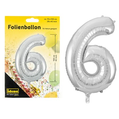 Artikelbild 2 für Idena Folienballon Zahl 6 silber, 1 St., Artikelnummer 252639