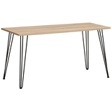 Artikelbild 1 für MÖBELPARTNER Emmik Schreibtisch weiß-eiche rechteckig, 4-Fuß-Gestell schwarz 138,0 x 60,0 cm, Artikelnummer 610559