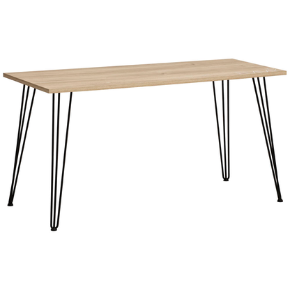 Artikelbild für MÖBELPARTNER Emmik Schreibtisch weiß-eiche rechteckig, 4-Fuß-Gestell schwarz 138,0 x 60,0 cm, Artikelnummer 610559