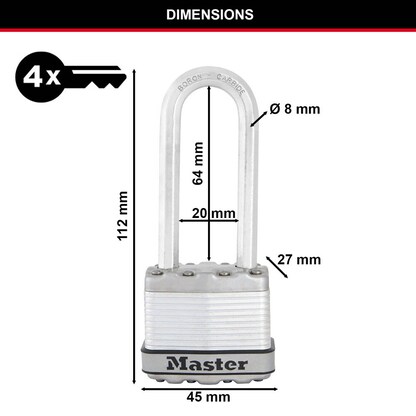 Artikelbild 2 für Master Lock® Vorhängeschloss M1EURDLJ silber, 1 St., Artikelnummer 727451