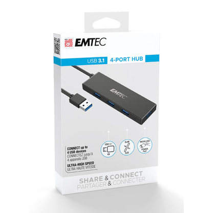 Artikelbild 2 für EMTEC USB-Hub T620A Type-A Classic 4-fach schwarz, Artikelnummer 530778