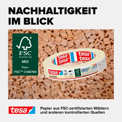 Artikelbild 7 für tesa CLASSIC Kreppband beige 19,0 mm x 50,0 m 1 Rolle, Artikelnummer 724129