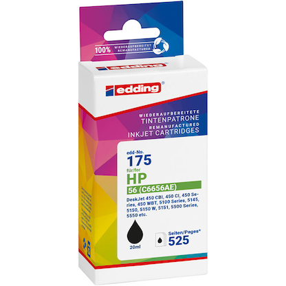 Artikelbild 2 für edding EDD-175 schwarz Druckerpatrone kompatibel zu HP 56 (C6656AE), Artikelnummer 108076