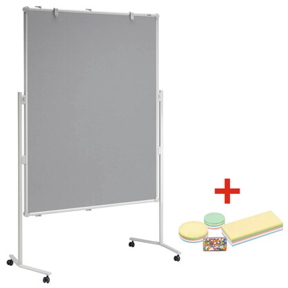 Artikelbild für AKTION: MAUL Moderationswand MAULpro 120,0 x 150,0 cm grau + GRATIS Moderations-Starter-Set, bestehend aus je 120 Moderationskarten Ø 9,5 cm, Ø 13,5 cm, 9,5 x 20,0 cm, 200 Signal-Nadeln, Artikelnummer 306934