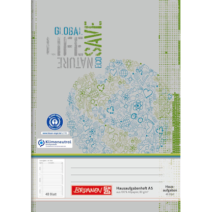 Artikelbild für BRUNNEN Hausaufgabenheft Recycling Lineatur SL liniert DIN A5 ohne Rand, 48 Blatt, 1 St., Artikelnummer 775492