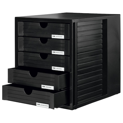 Artikelbild 2 für HAN Schubladenbox System-Box schwarz 1450-13D, DIN A4 mit 5 Schubladen, 1 St., Artikelnummer 359000