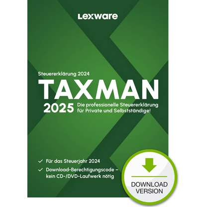 Artikelbild für LEXWARE TAXMAN 2025 (für das Steuerjahr 2024) Software Vollversion (Download-Link), Artikelnummer 492669
