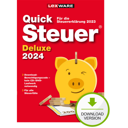 Artikelbild für LEXWARE QuickSteuer Deluxe 2024 (für das Steuerjahr 2023) Software Vollversion (Download-Link), Artikelnummer 201899