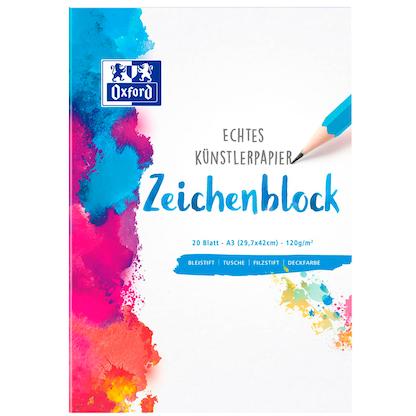 Artikelbild 2 für OXFORD Zeichenblock Schule DIN A3 120 g/qm, 20 Blatt, 1 Block, Artikelnummer 486264