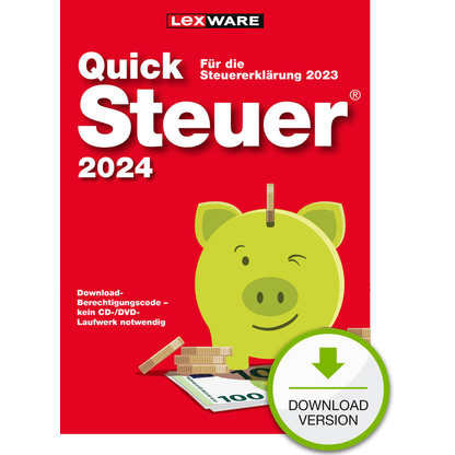 Artikelbild für LEXWARE QuickSteuer 2024 (für das Steuerjahr 2023) Software Vollversion (Download-Link), Artikelnummer 202107