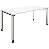 Artikelbild 1 für fm fastline höhenverstellbarer Schreibtisch weiß rechteckig, 4-Fuß-Gestell silber 160,0 x 80,0 cm, Artikelnummer 135341