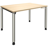 Artikelbild 1 für fm fastline höhenverstellbarer Schreibtisch königsahorn rechteckig, 4-Fuß-Gestell silber 120,0 x 80,0 cm, Artikelnummer 135432