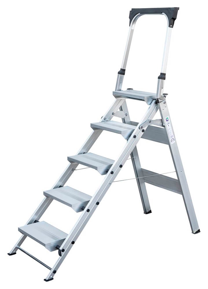 MUNK Stehleiter einseitig 53105 silber 5 Stufen, H: 172,0 cm | office ...