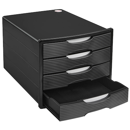 Artikelbild für office discount Schubladenbox schwarz 1001-DO-13D, DIN A4 mit 4 Schubladen, 1 St., Artikelnummer 837532