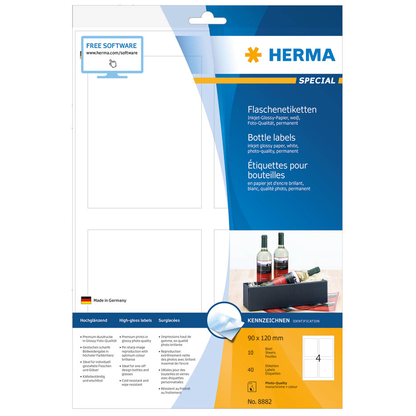 Artikelbild 4 für HERMA Flaschenetiketten 8882 weiß 90,0 x 120,0 mm, 10 Blatt, Artikelnummer 866657