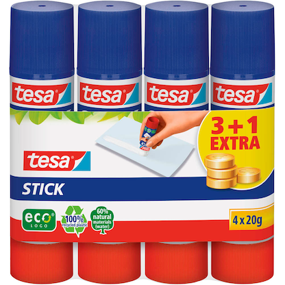 Artikelbild 2 für 3 + 1 GRATIS: tesa ecoLogo Klebestifte 20,0 g, 3 St. + GRATIS 1 St., Artikelnummer 675124