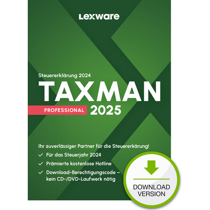Artikelbild für LEXWARE TAXMAN 2025 Professional (für das Steuerjahr 2024) Software Vollversion (Download-Link), Artikelnummer 492757