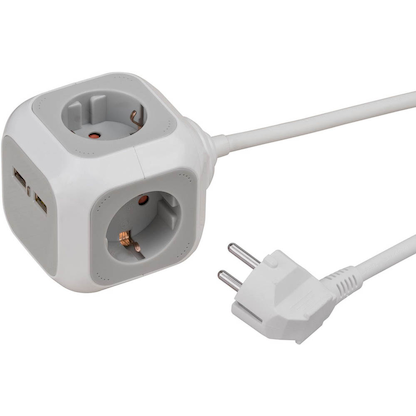 Artikelbild für brennenstuhl ALEA-Power 2-fach Steckdosenwürfel 1,4 m grau mit USB-Buchse, Artikelnummer 853940