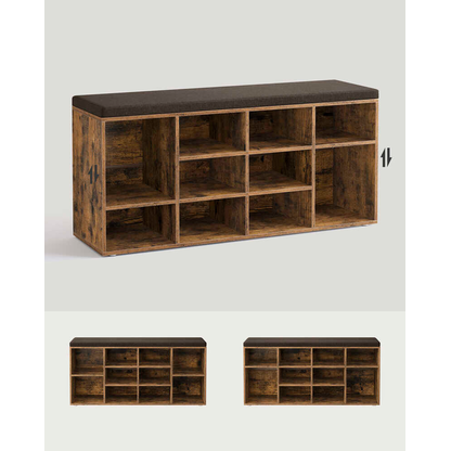 Artikelbild 6 für VASAGLE Schuhbank LHS012B01 vintagebraun, dunkelbraun Holz 104,0 cm, Artikelnummer 760159